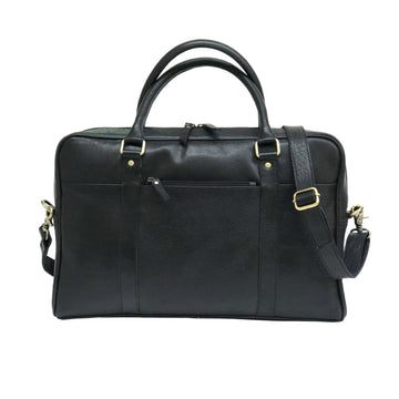 Men Genuine Leather Laptop Bag Matt Black